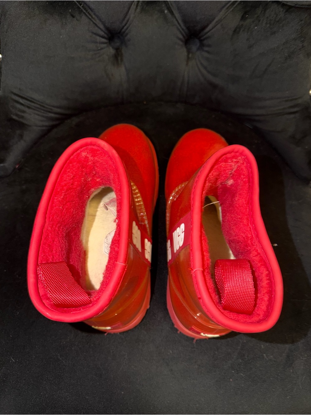 UGG Kids Bright Red Shearling-Trim Ankle Boots